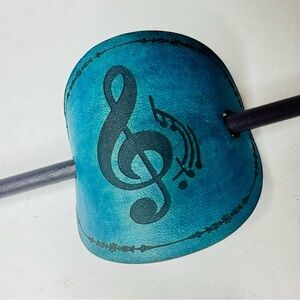 Artisan Turquoise Musical Note Leather Stick Barrette
